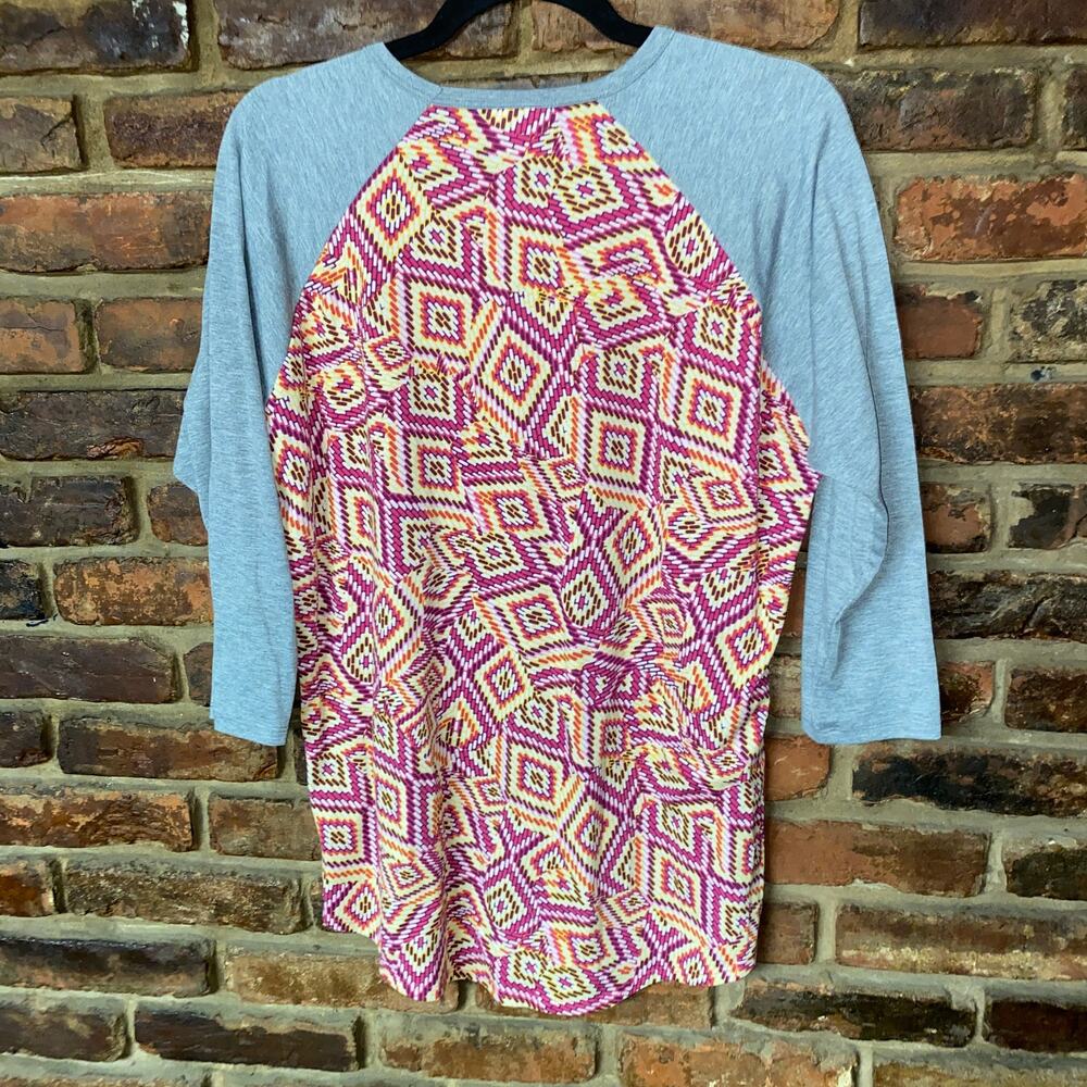 LuLaRoe Multicolored Geometric Long Sleeve Top Women's Size Large - Picture 5 of 5